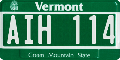 VT license plate AIH114