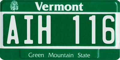 VT license plate AIH116