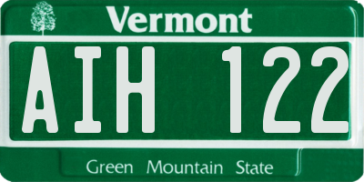 VT license plate AIH122