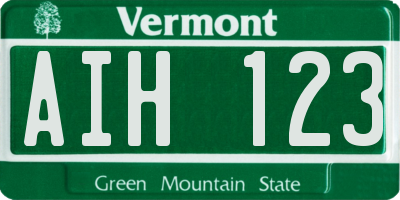 VT license plate AIH123