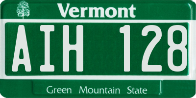 VT license plate AIH128