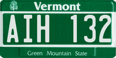 VT license plate AIH132
