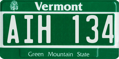 VT license plate AIH134