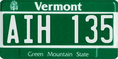 VT license plate AIH135