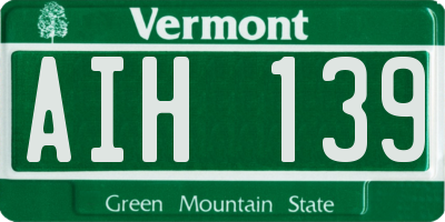 VT license plate AIH139