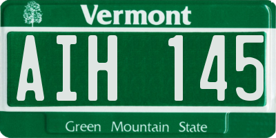 VT license plate AIH145