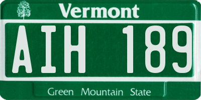 VT license plate AIH189
