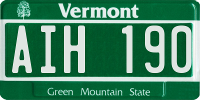 VT license plate AIH190