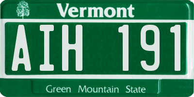 VT license plate AIH191