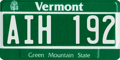 VT license plate AIH192