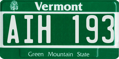 VT license plate AIH193