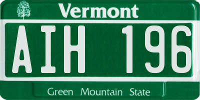 VT license plate AIH196
