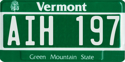 VT license plate AIH197