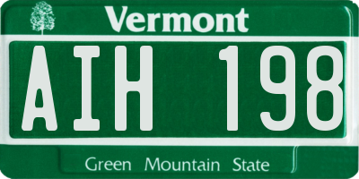 VT license plate AIH198