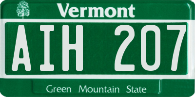 VT license plate AIH207