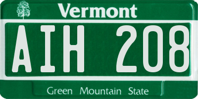 VT license plate AIH208