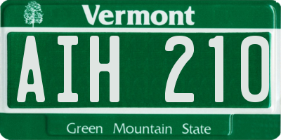 VT license plate AIH210