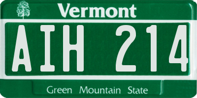 VT license plate AIH214