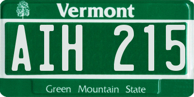 VT license plate AIH215