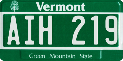 VT license plate AIH219