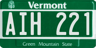 VT license plate AIH221