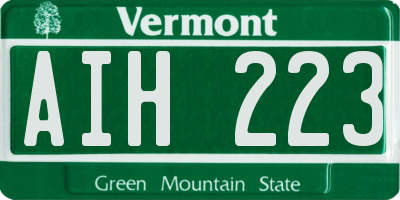 VT license plate AIH223