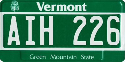 VT license plate AIH226
