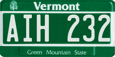 VT license plate AIH232