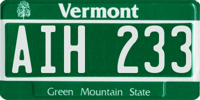VT license plate AIH233