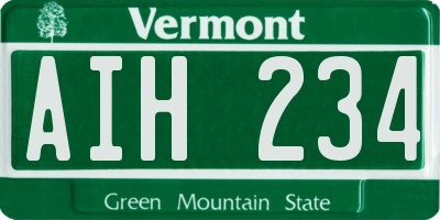 VT license plate AIH234