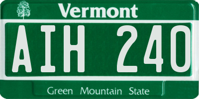 VT license plate AIH240