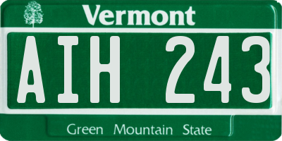VT license plate AIH243