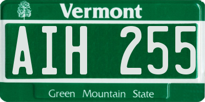 VT license plate AIH255