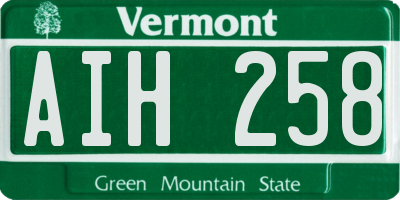 VT license plate AIH258