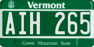 VT license plate AIH265