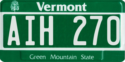 VT license plate AIH270