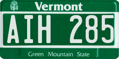VT license plate AIH285