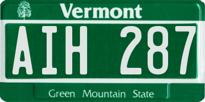 VT license plate AIH287