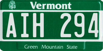 VT license plate AIH294