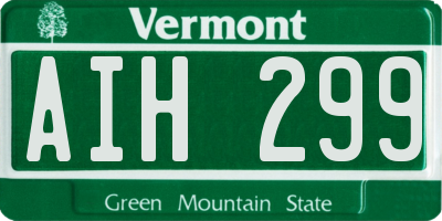 VT license plate AIH299