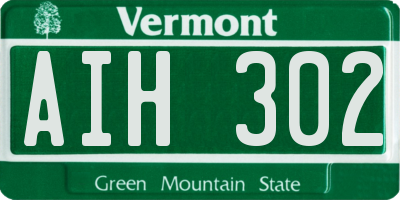 VT license plate AIH302