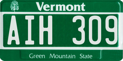 VT license plate AIH309