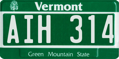 VT license plate AIH314