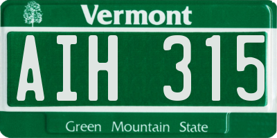 VT license plate AIH315