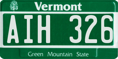VT license plate AIH326