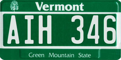 VT license plate AIH346