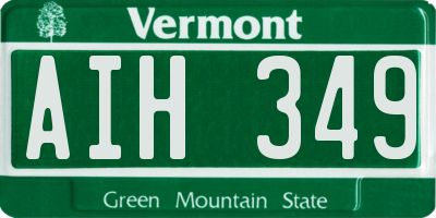VT license plate AIH349