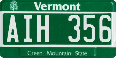 VT license plate AIH356
