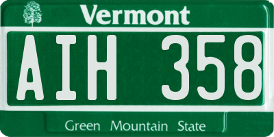 VT license plate AIH358