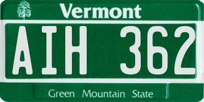 VT license plate AIH362
